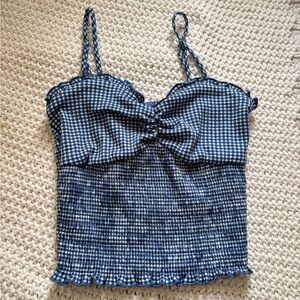Wild Fable Navy Blue Gingham Crop Top